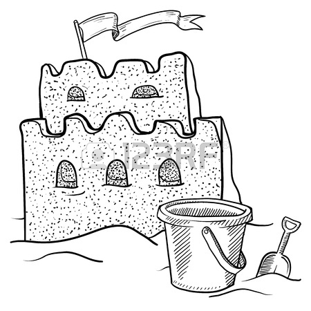 450x450 Doodle Style Sketch Beach Sand Castle Construction