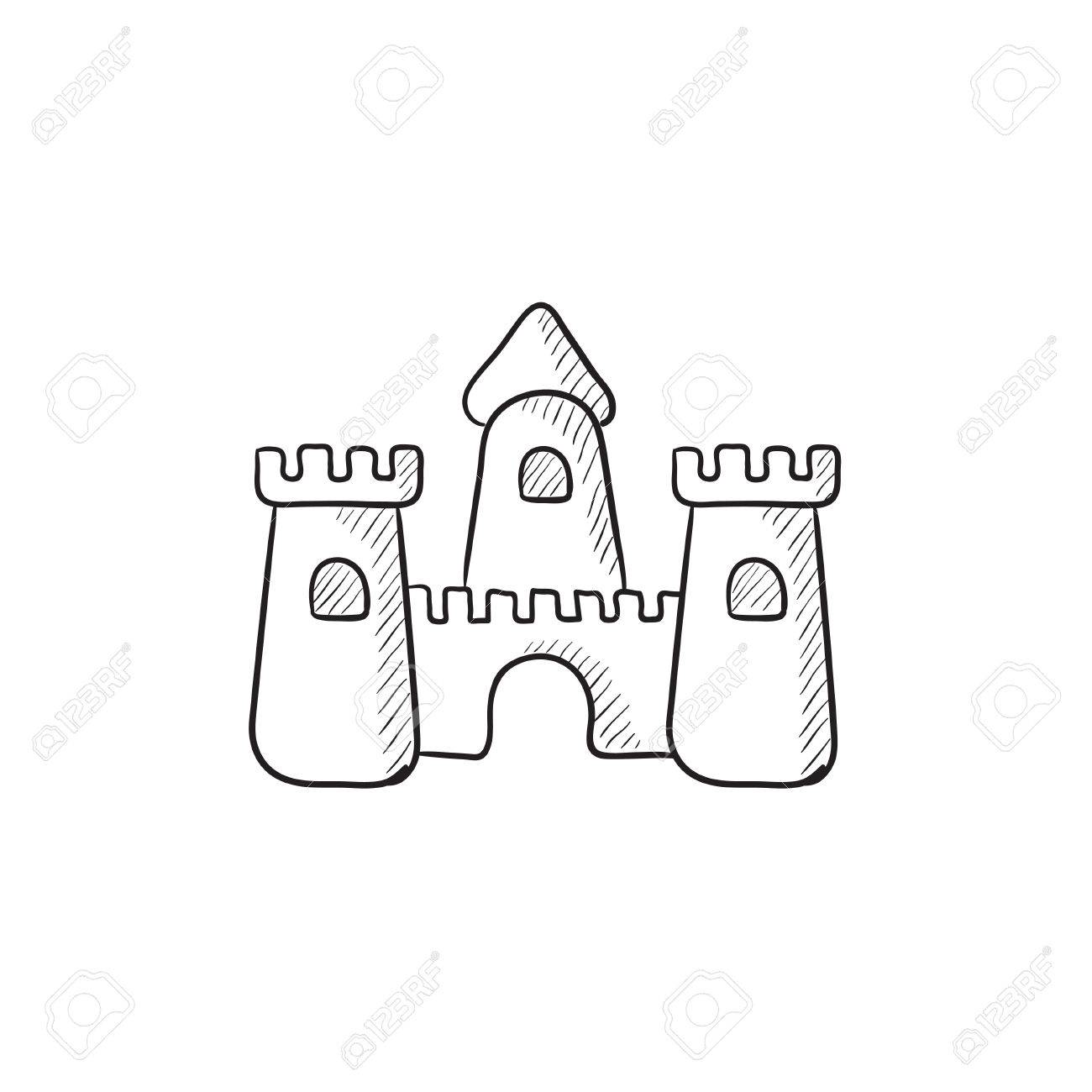 1300x1300 Sandcastle Vector Sketch Icon Isolated On Background. Hand Drawn