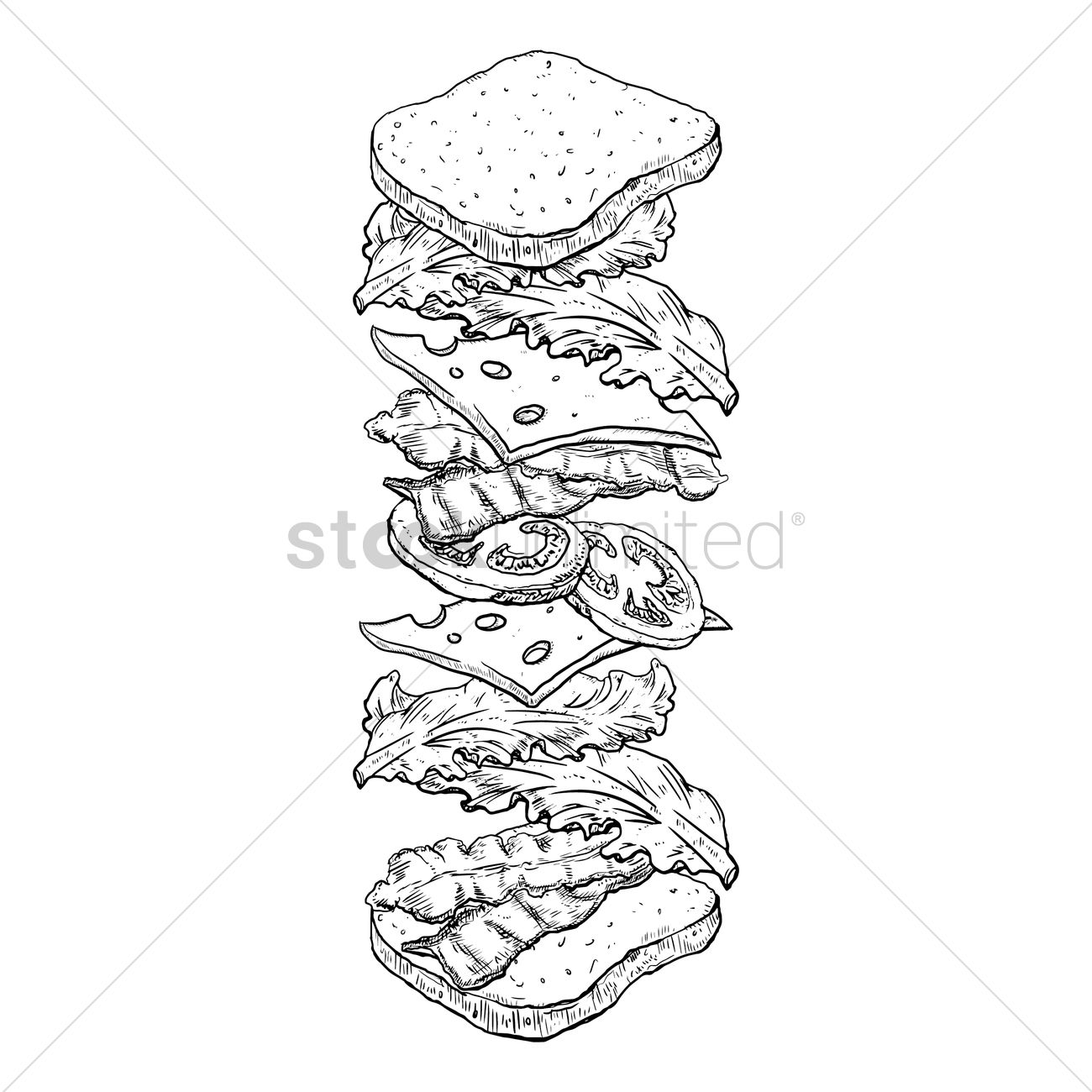 1300x1300 Tossed Sandwich Vector Image