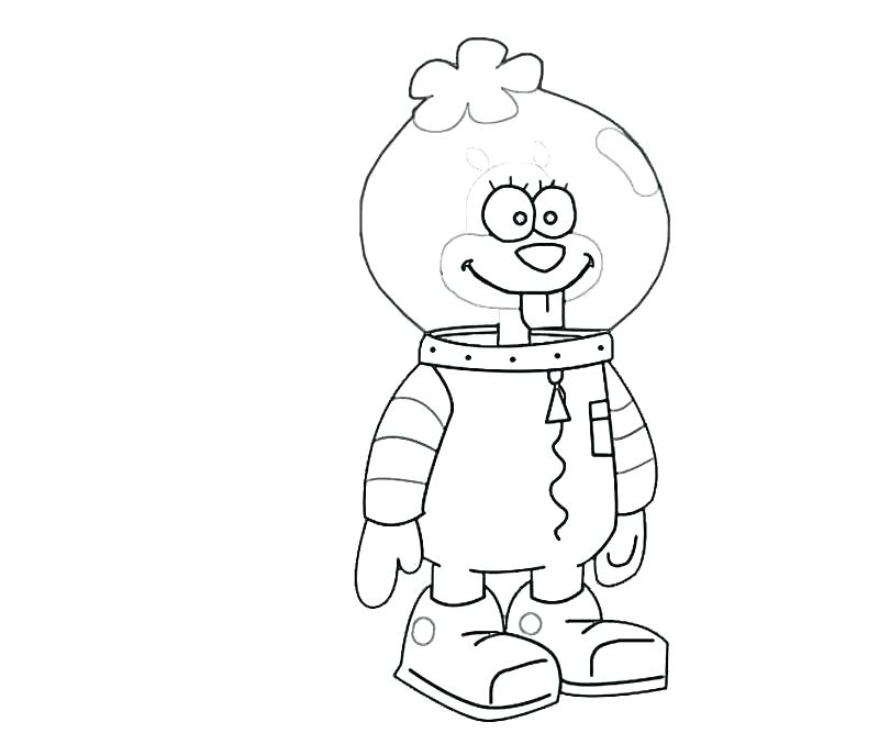 800x667 Sandy Cheeks Spongebob Squarepants Coloring Page Preschool