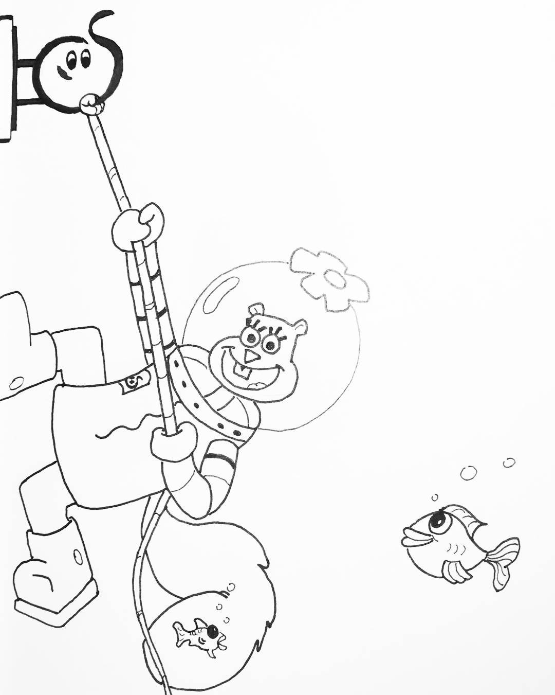 1080x1351 Inktober Day 4 Underwater Sandy Cheeks Climbing Up My Sketchbook