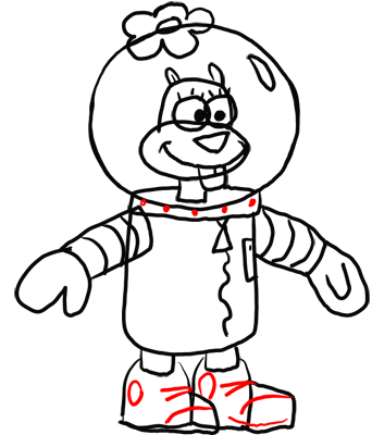 342x400 Step By Step Lesson How To Draw Sandy Cheeks From Spongebob