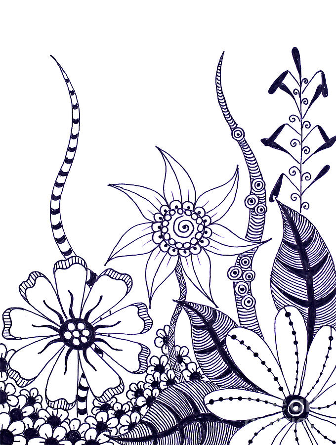 680x900 Fantasy Garden 8 Drawing By Sandy Rosen