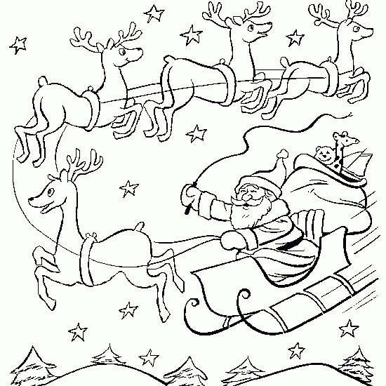 550x550 Santa Sleigh Santa Claus Coloring Merry Christmas Amp Happy New