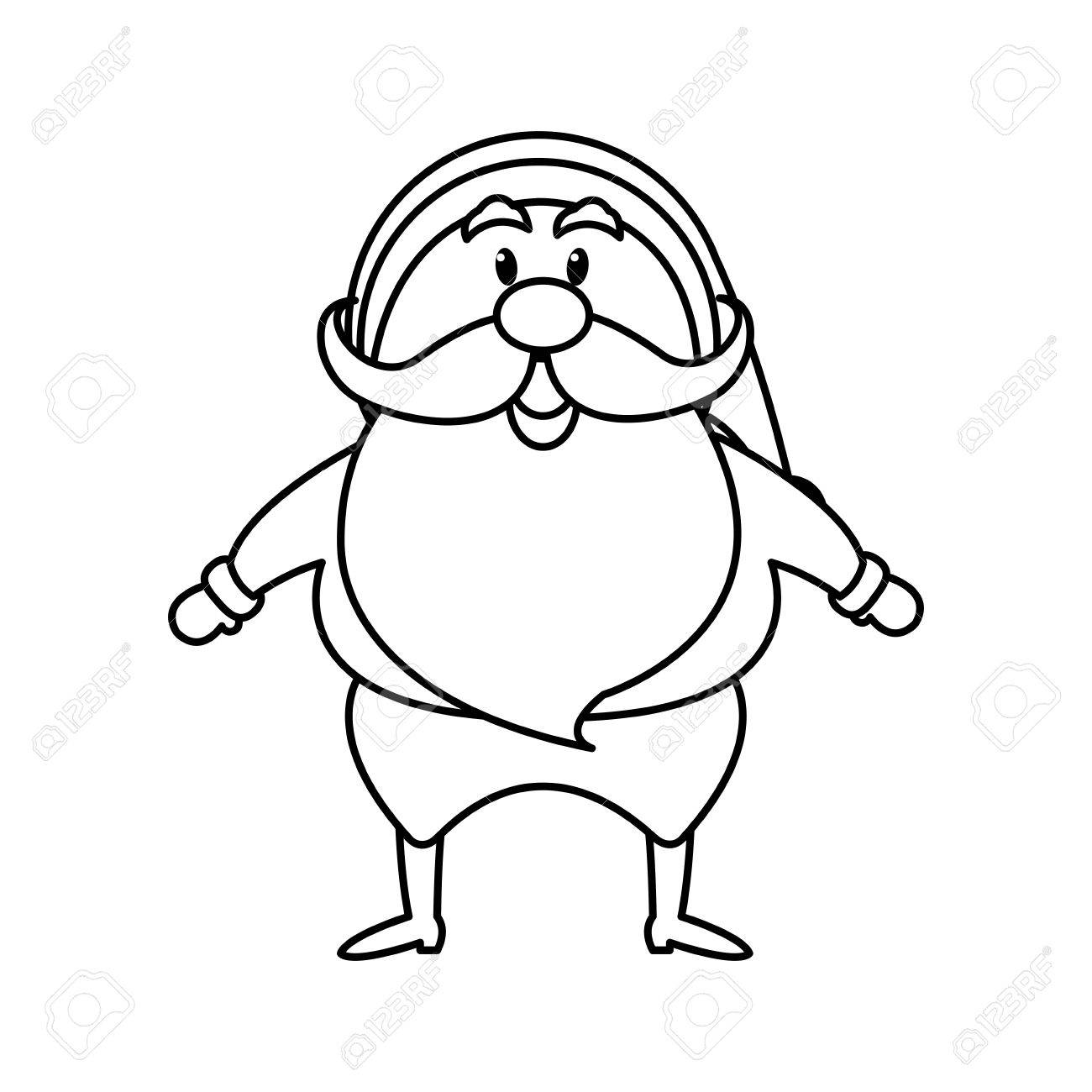 1300x1300 Cute Christmas Santa Claus Happy Celebration Cartoon Outline