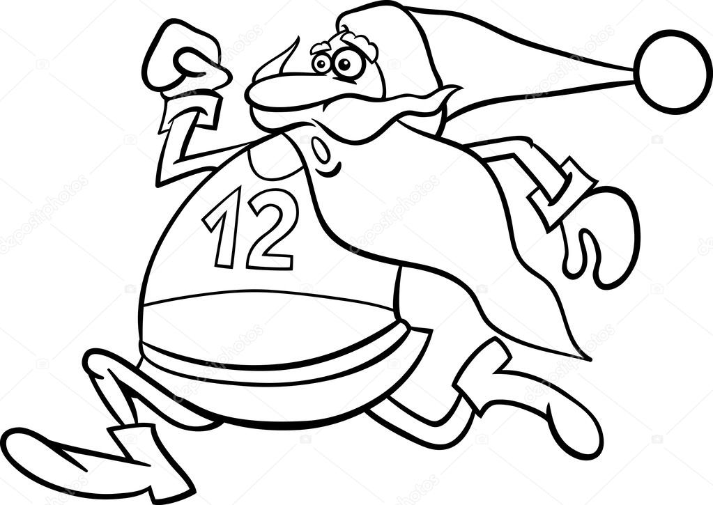 1023x725 Running Santa Cartoon Coloring Page Stock Vector Izakowski