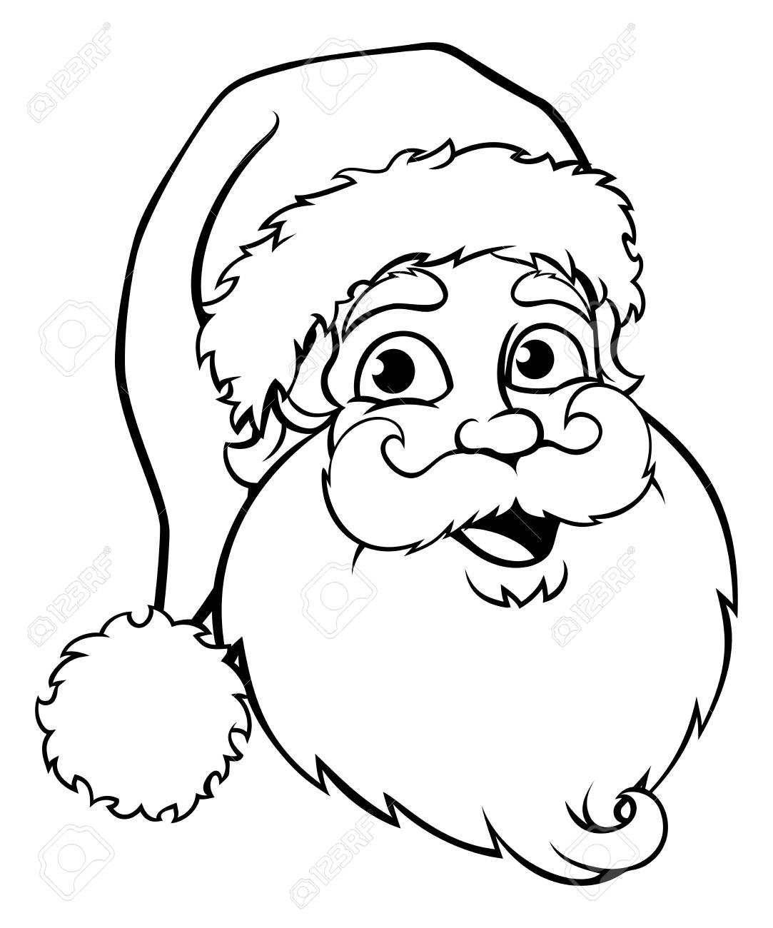 1083x1300 A Santa Claus Cartoon Character Christmas Black And White