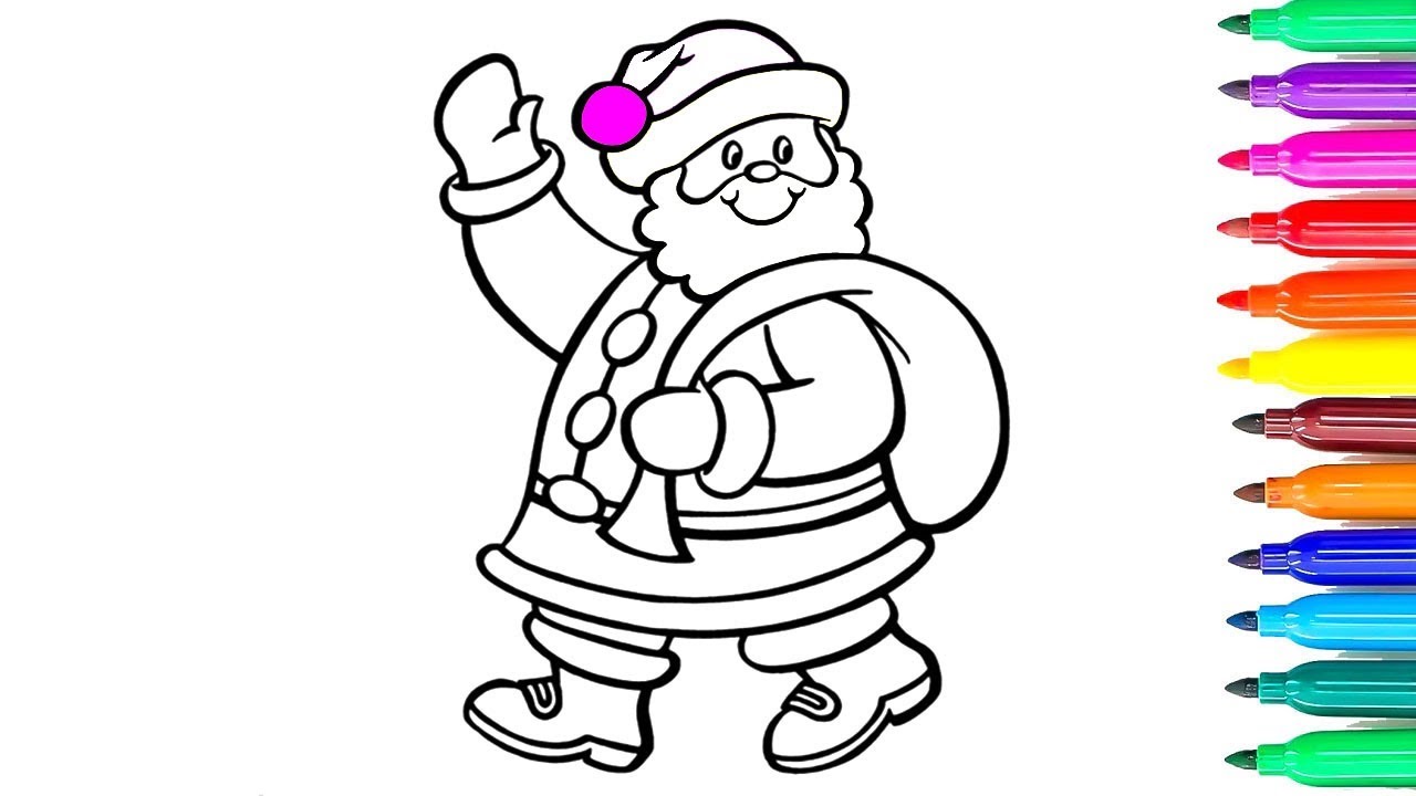 1280x720 How To Draw Santa Claus, Drawing Coloring For Kids, Coloring Pages