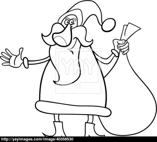 512x461 Santa Claus Cartoon For Coloring Book Vector