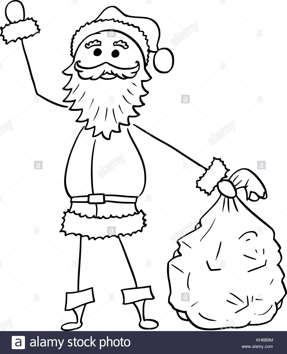 1127x1390 Cartoon Drawing Illustration Of Christmas Santa Claus Holding Bag