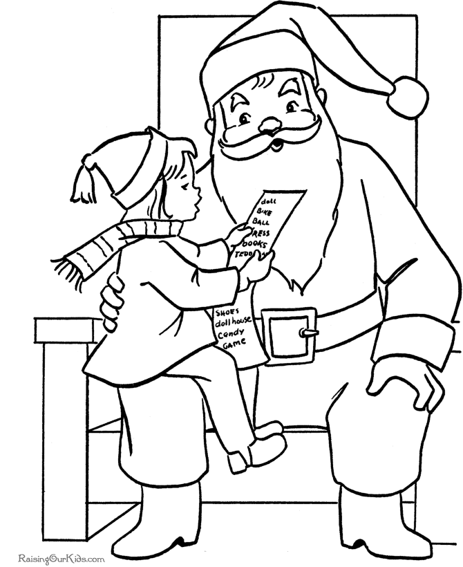 670x820 Santa Claus Coloring Pages Sittingsanta's Lap