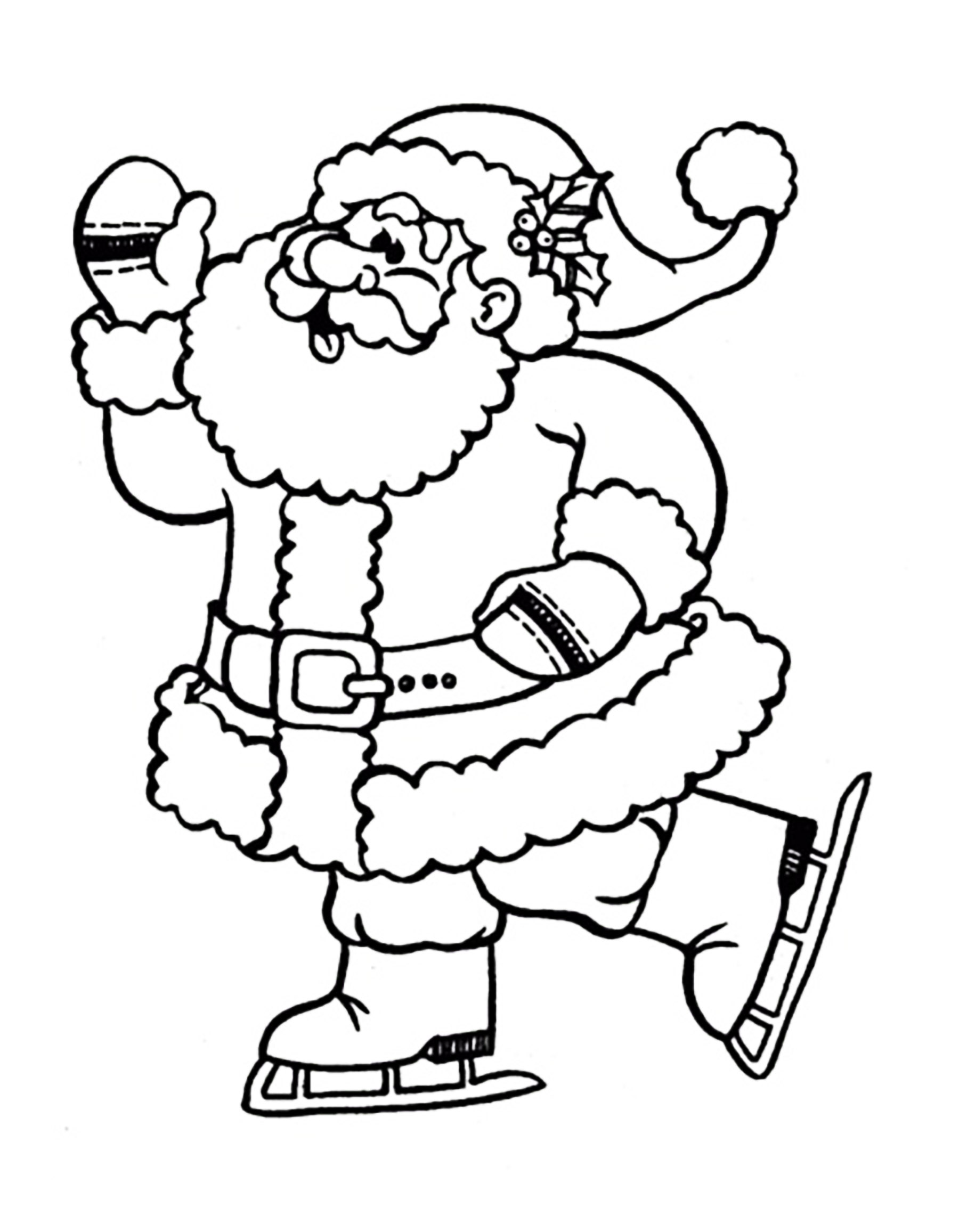 1800x2313 Santa Claus Ice Skating Christmas Coloring Pages For Kids