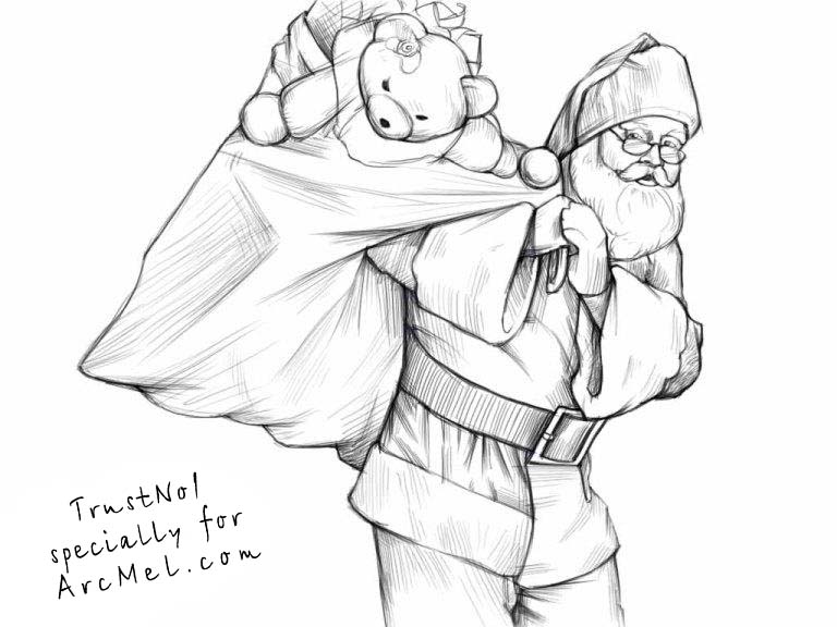 768x576 How To Draw Santa Clause Step By Step