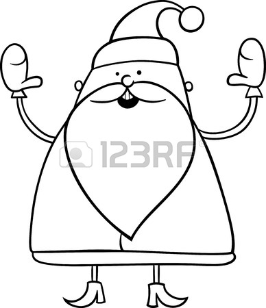388x450 Black And White Cartoon Illustration Of Cute Santa Claus Christmas