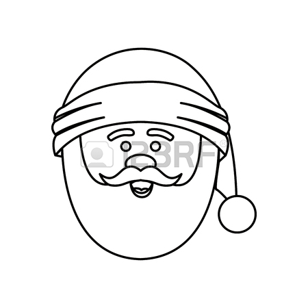 450x450 Silhouette Of Santa Claus Face With Christmas Hat Vector