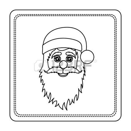 450x450 Sticker Colorful Square Frame With Christmas Santa Claus Face