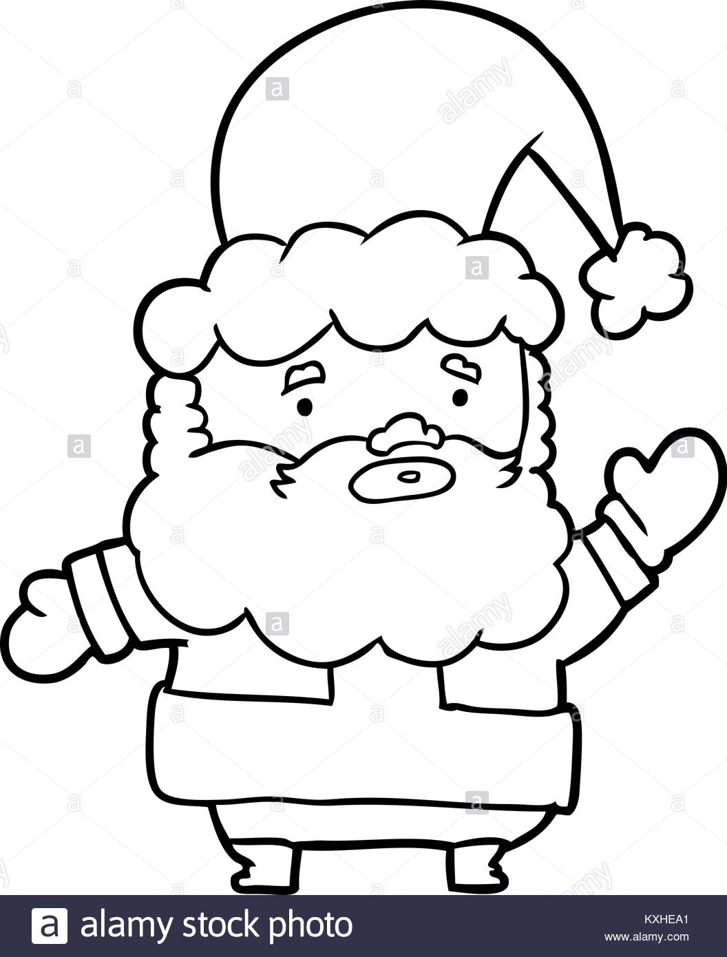 1056x1390 Line Drawing Of A Santa Claus Waving Stock Vector Art
