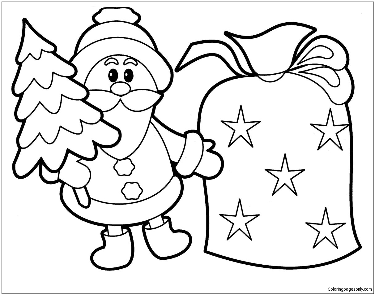 1213x953 Santa Claus And Bell Christmas Coloring Page