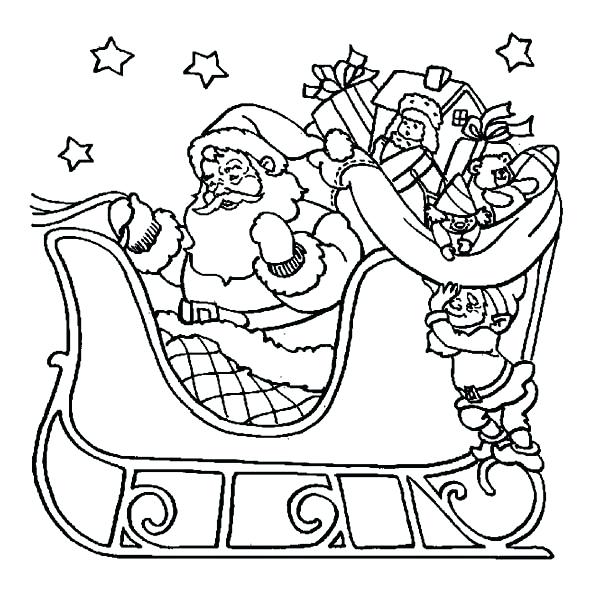 600x600 Coloring Pages Of Santa Claus Riding His Sleigh On Coloring Page