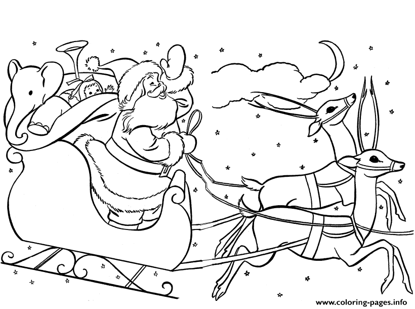 820x610 Santa Claus Sleigh Christmas S Printabledbc3 Coloring Pages Printable