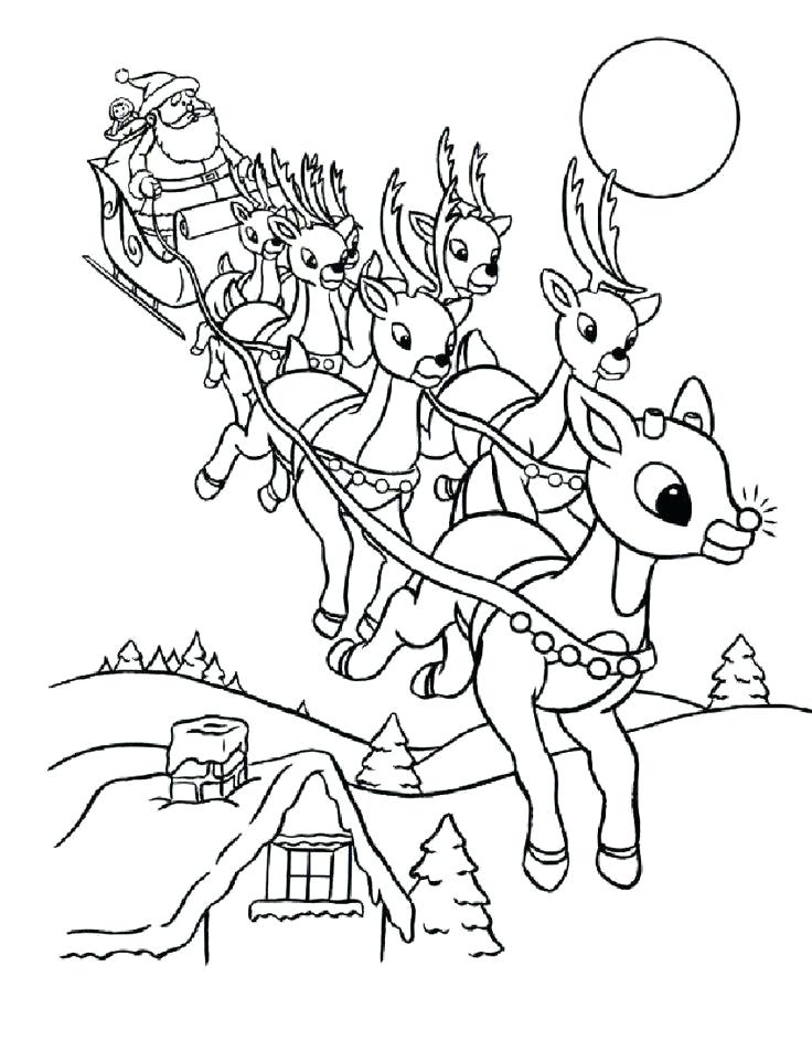 736x952 Santa In Sleigh Coloring Page Tree Coloring Pages Coloring Pages