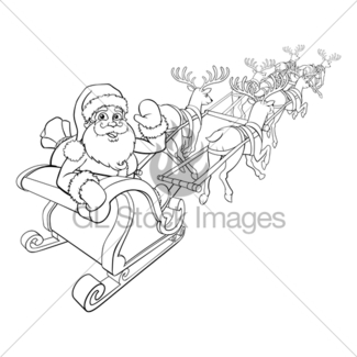 325x325 Christmas Santa And Reindeer Sleigh Gl Stock Images
