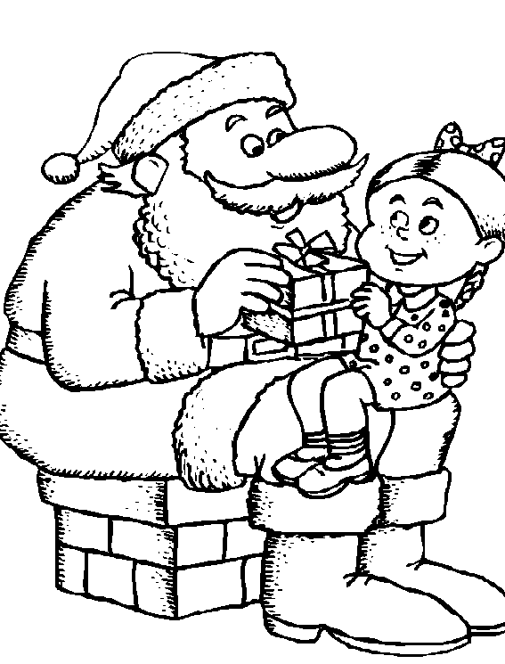 567x745 Coloring Santa Claus With A Child Picture