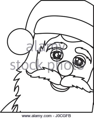 300x380 Monochrome Christmas Drawing Of Happy Santa Smiling And Waving