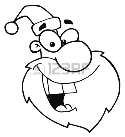 412x450 Coloring Page Outline Of A Santa Face Laughing Royalty Free