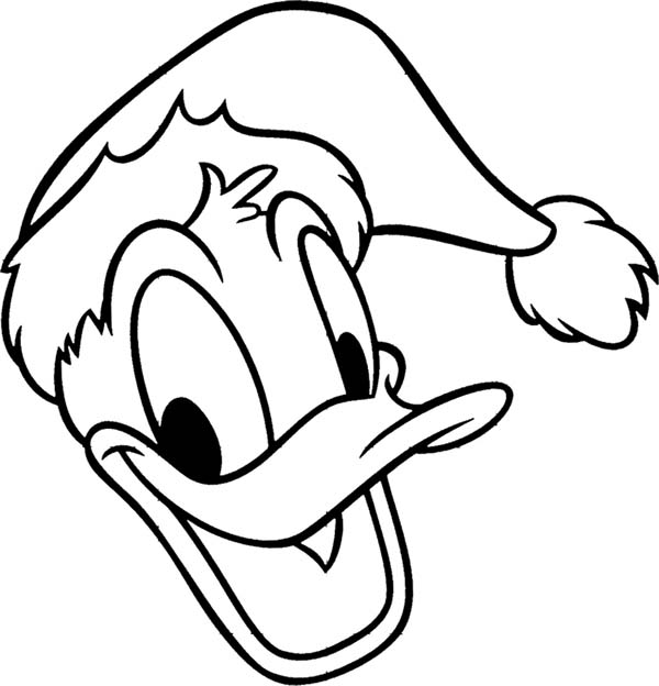 600x624 Donald Duck Wearing Santa Hat Coloring Pages