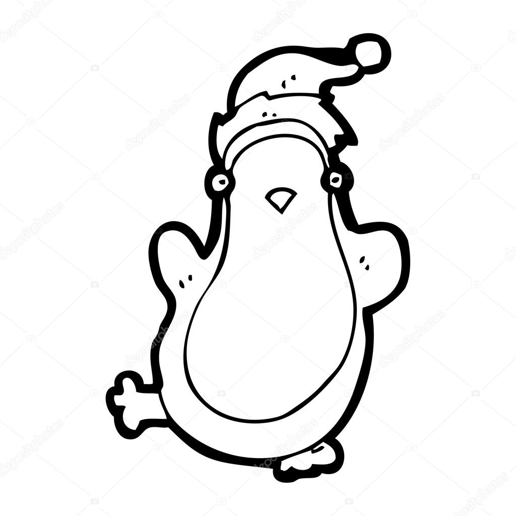 1024x1024 Drawn Penguin Santa Hat