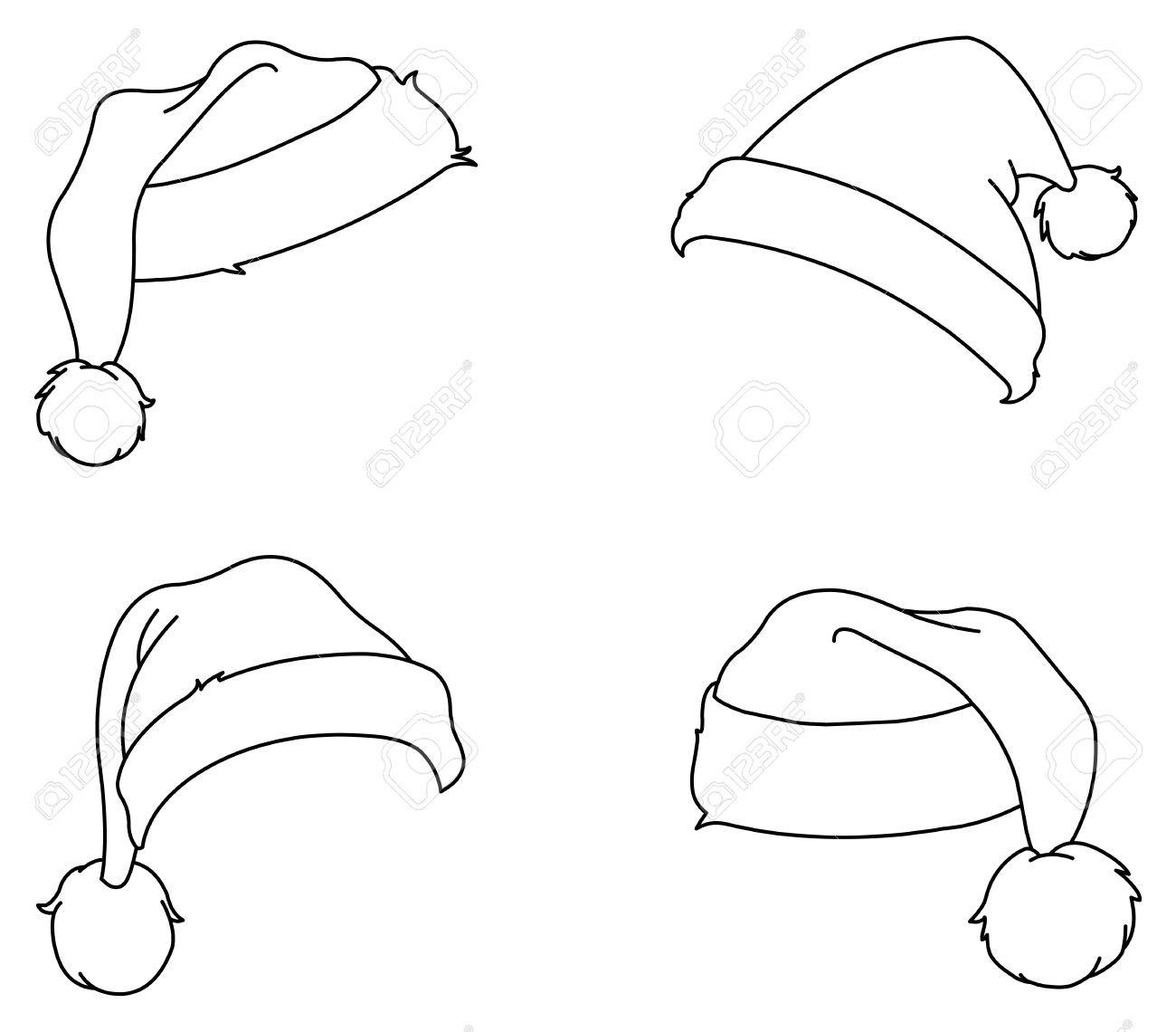 1300x1140 Outlined Santa Hats Royalty Free Cliparts, Vectors, And Stock