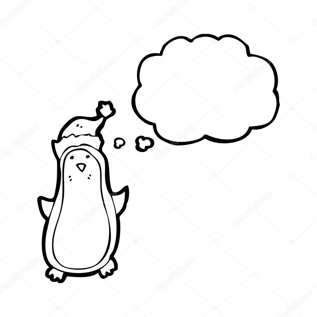 1024x1024 Penguin In Santa Hat Stock Vector Lineartestpilot