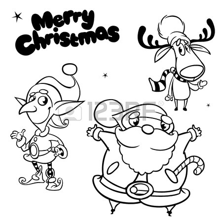 450x450 A Line Drawing Vector Illustration Of Christmas Elf. Santa'S