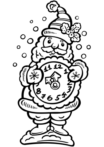 339x480 Santa Holding A Clock Coloring Page Free Printable Coloring Pages