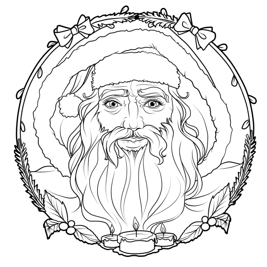 894x894 Santa Lineart 2015 By Madam Marla