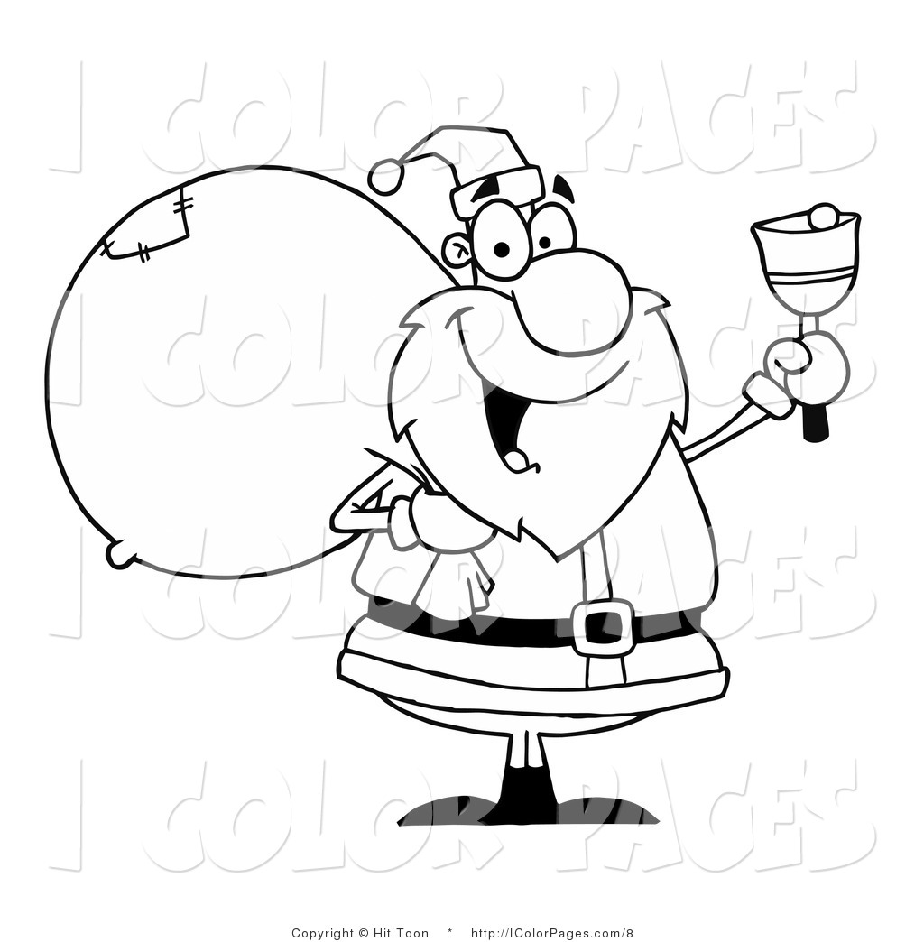 1024x1044 Vector Coloring Page Of A Line Drawing Of A Bell Ringer Santa By