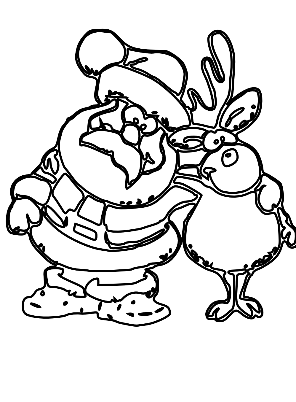 999x1355 Clip Art Zeimusu Santa And Reindeer Black White