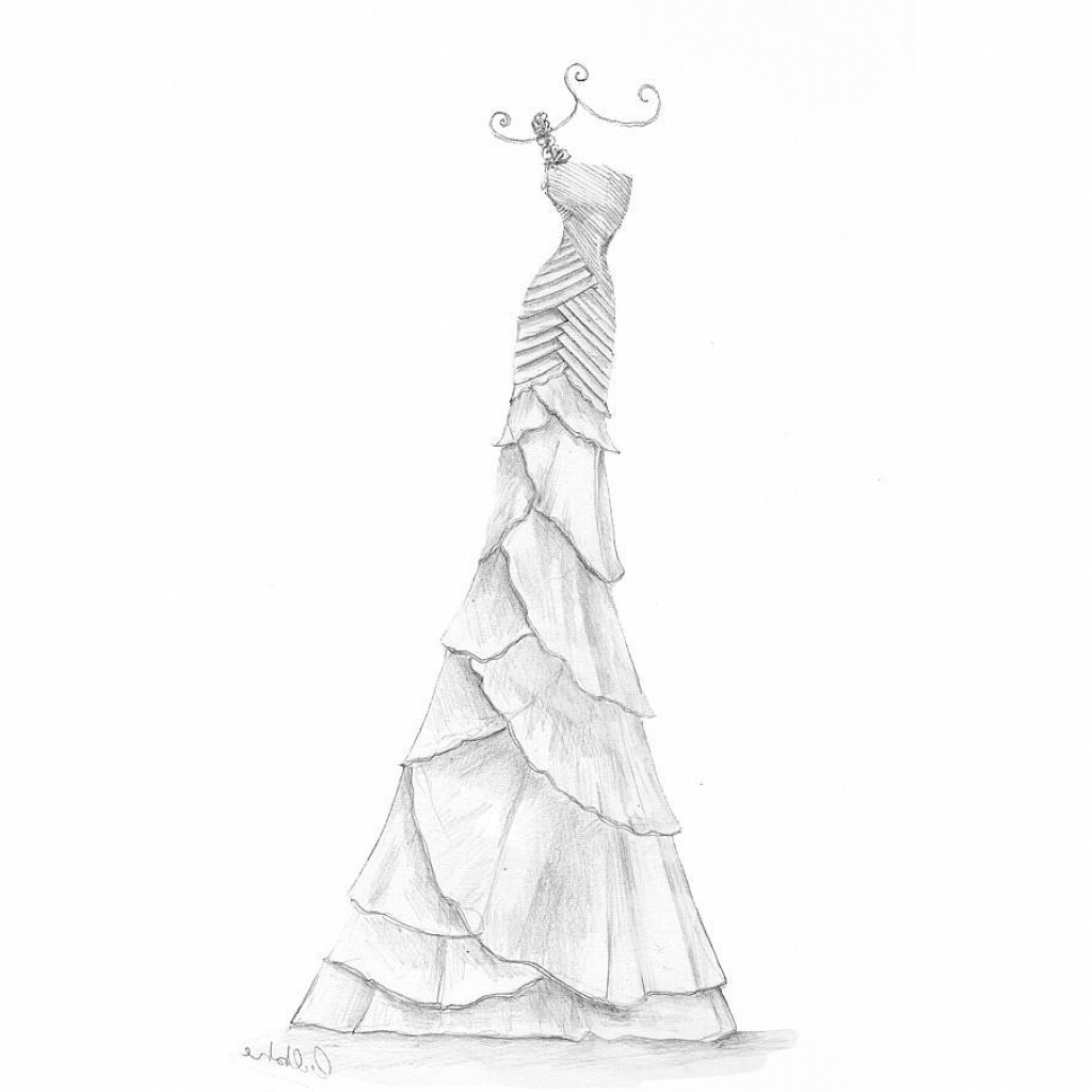 1024x1024 Girls Dress Pencil Sketches Pencil Sketches Of Dresses Wedding