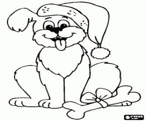300x250 Dog With Santa Hat Coloring Page Cartoon Dog With Santa Hat