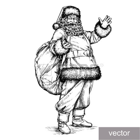 450x450 Engrave Isolated Vector Santa Claus Portrait Illustration Sketch