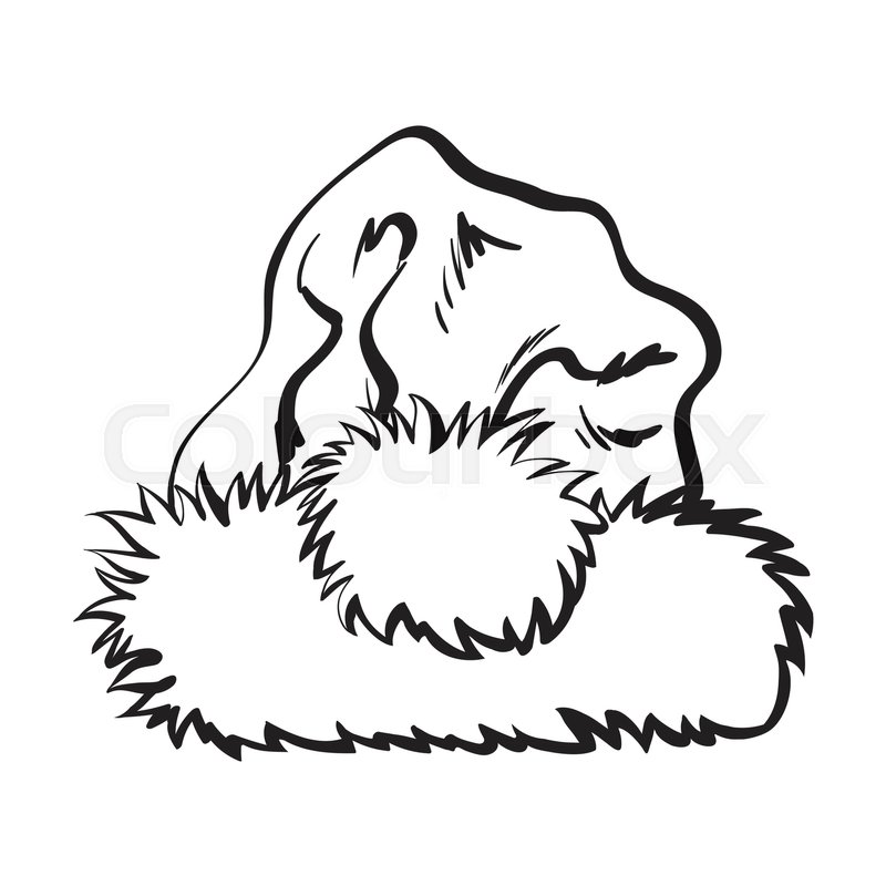 800x800 Red Santa Claus Hat, Sketch Style Vector Illustration Isolated