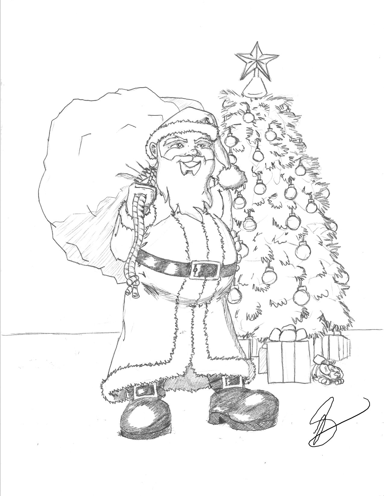 1275x1645 Santa Sketch. Merry Christmas By Chunk220
