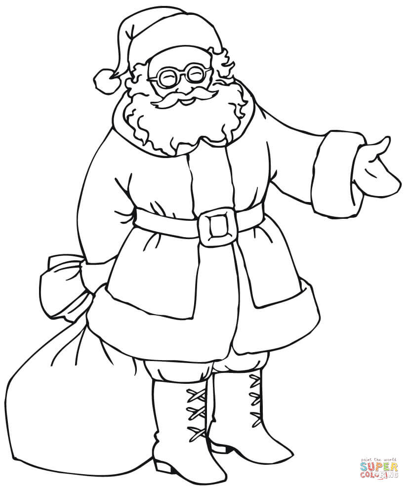 828x992 Santa With Gift Bag Coloring Page Free Printable Coloring Pages