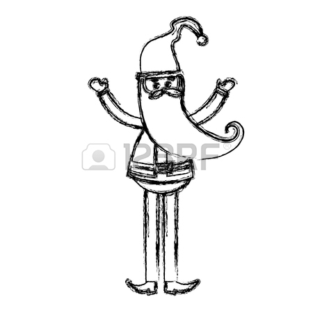 450x450 Sketch Contour Of Santa Claus With Long Beard Vector Illustration