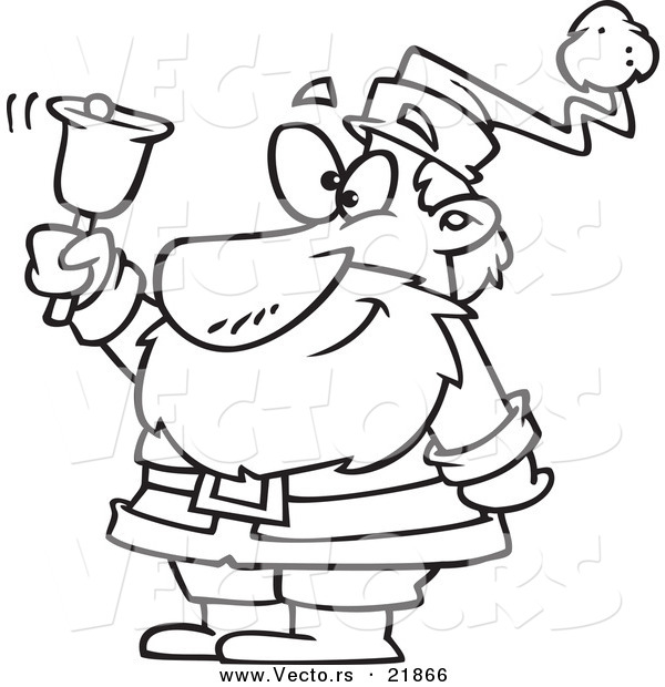 600x620 Vector Of A Cartoon Black And White Outline Design Of Santa