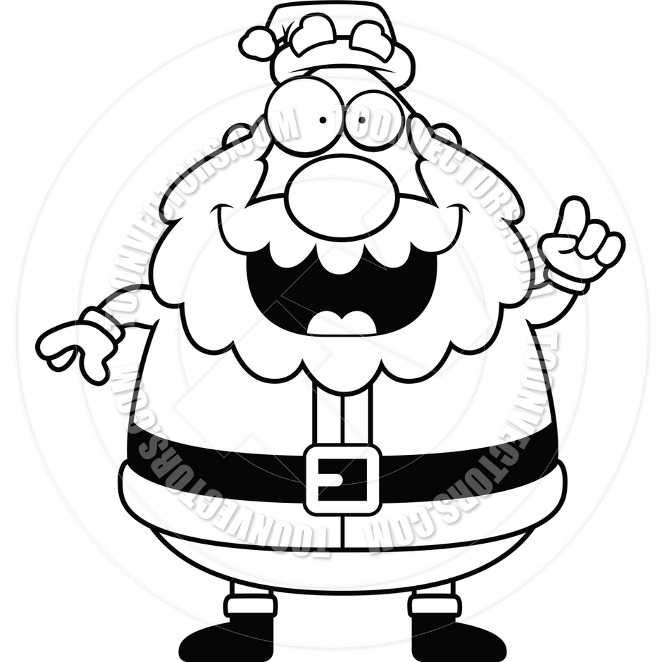 940x940 Cartoon Santa Claus Idea (Black And White Line Art) By Cory Thoman