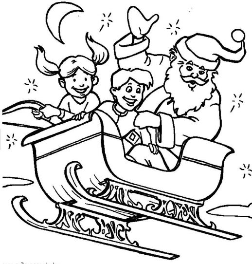 518x542 Santa Claus Riding On A Sleigh Over The Sky At Christmas Night