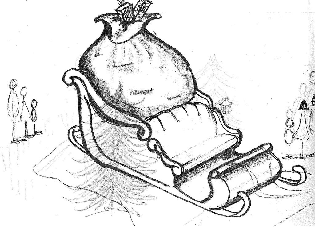 1024x740 Santa Sleigh Bw Original Design Sketch I Did