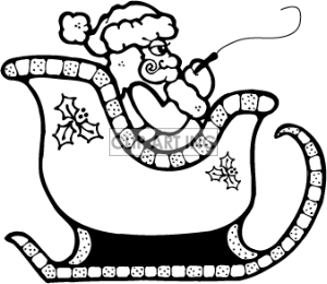 300x260 Santa Sleigh Clipart Black And White